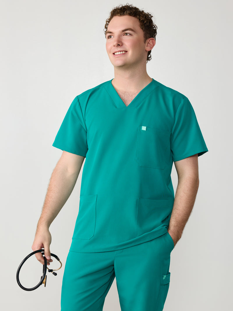 ZACK RE-GARDE™ - ARCTIC MINT - Three Pockets Men's Scrub Top - SILVADUR™