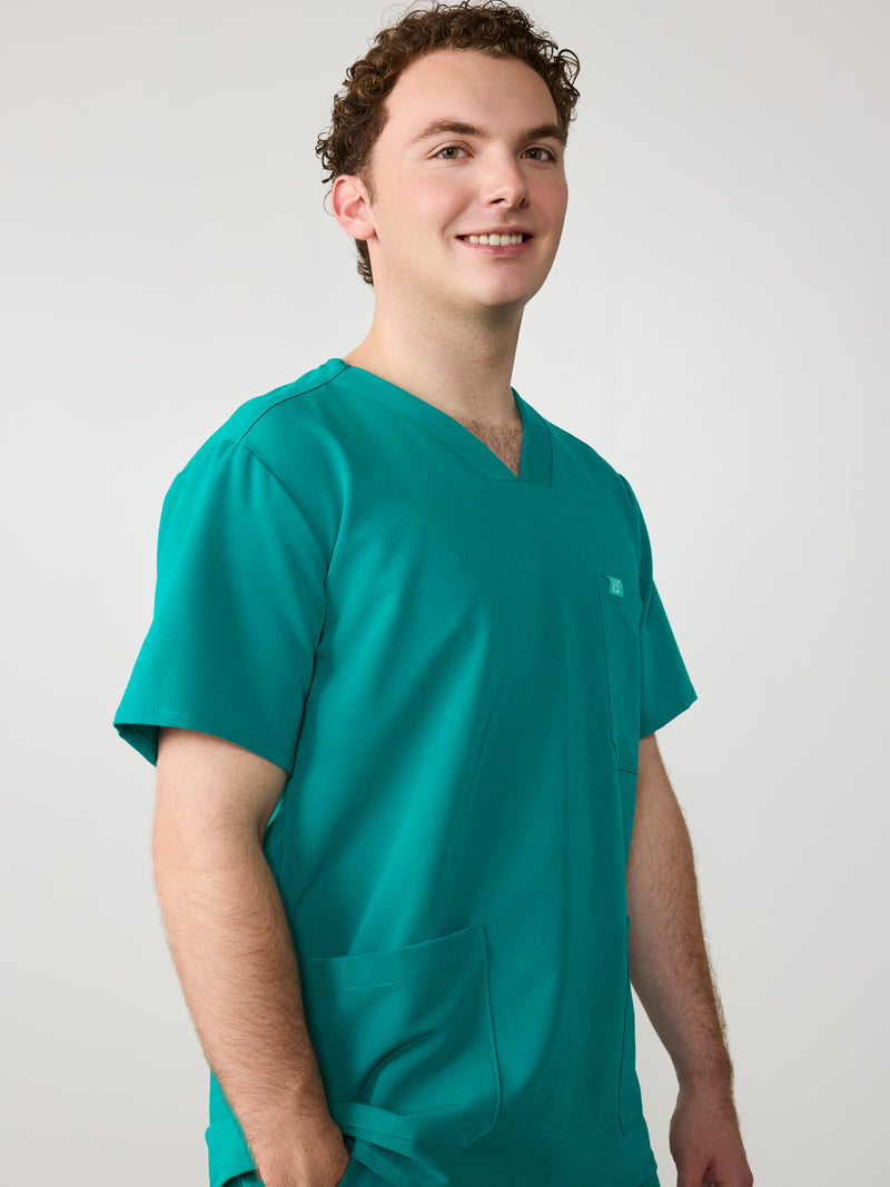 ZACK RE-GARDE™ - ARCTIC MINT - Three Pockets Men's Scrub Top - SILVADUR™