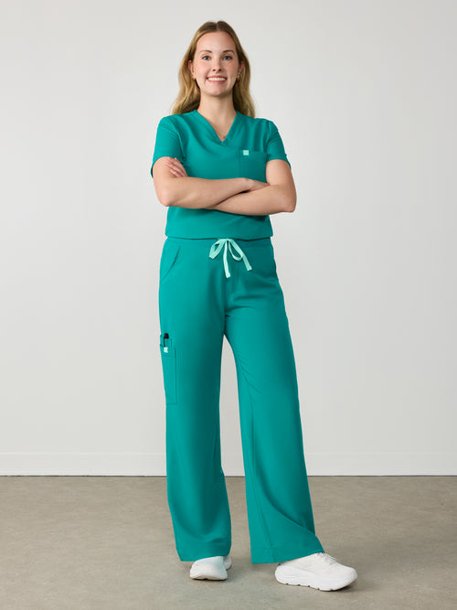 MILA RE-GARDE™ - ARCTIC MINT - Wide Leg Scrub Pants - SILVADUR™