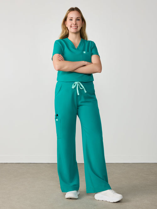 MILA RE-GARDE™ - ARCTIC MINT - Wide Leg Scrub Pants - SILVADUR™
