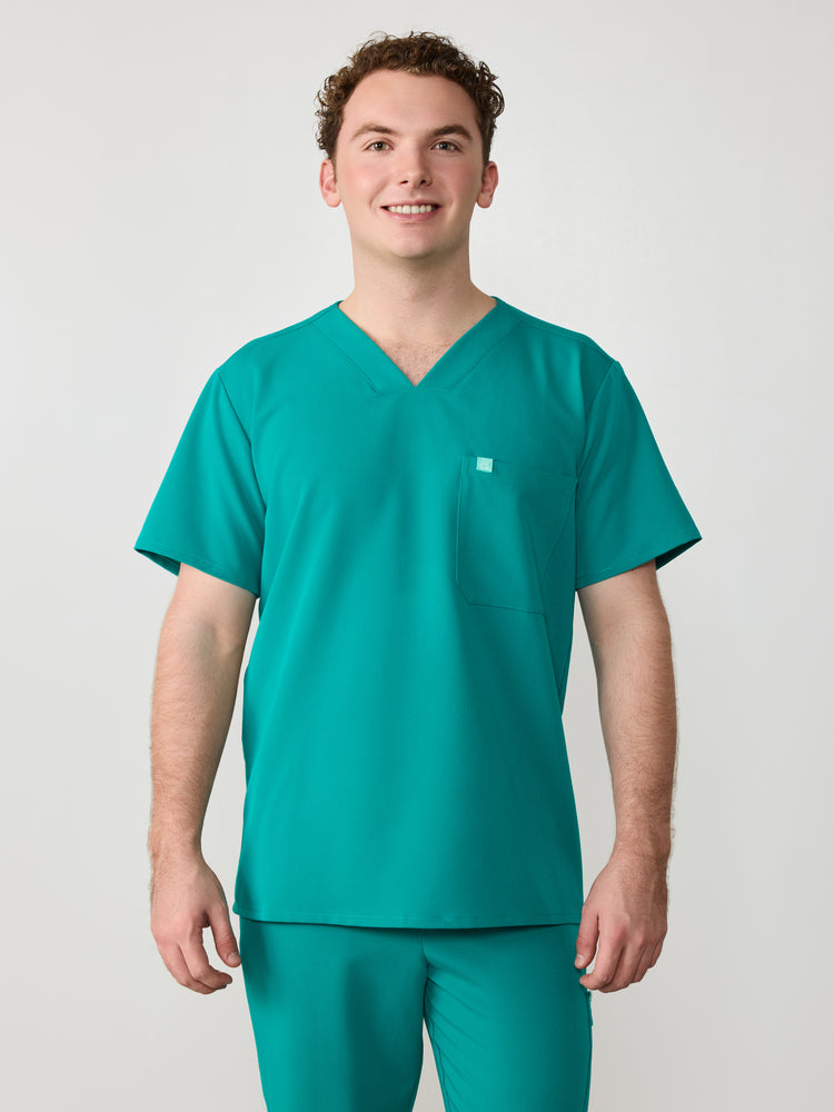 LOGAN RE-GARDE™ - ARCTIC MINT - One Pocket Men's Scrub Top - SILVADUR™ - Final Sale
