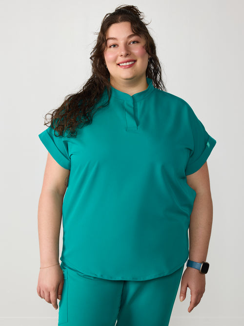 CHARLIE RE-GARDE™ - ARCTIC MINT - Mandarine Collar Scrub Top - SILVADUR™