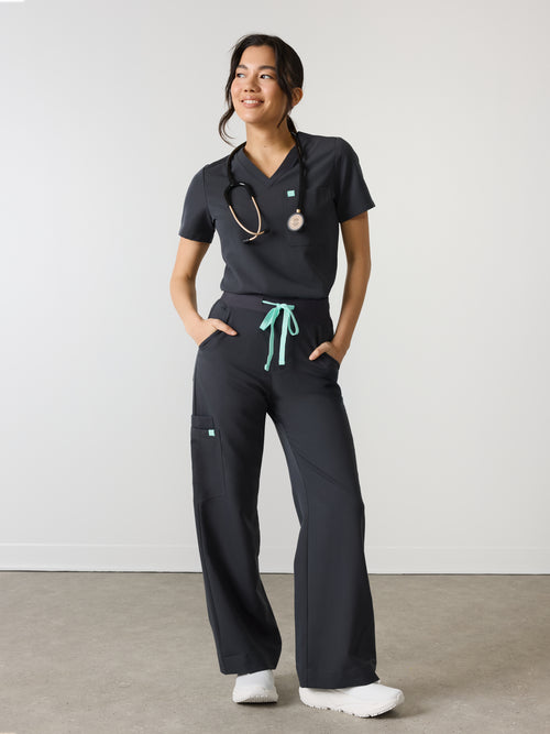 MILA RE-GARDE™ - CHARCOAL - Wide Leg Scrub Pants - SILVADUR™