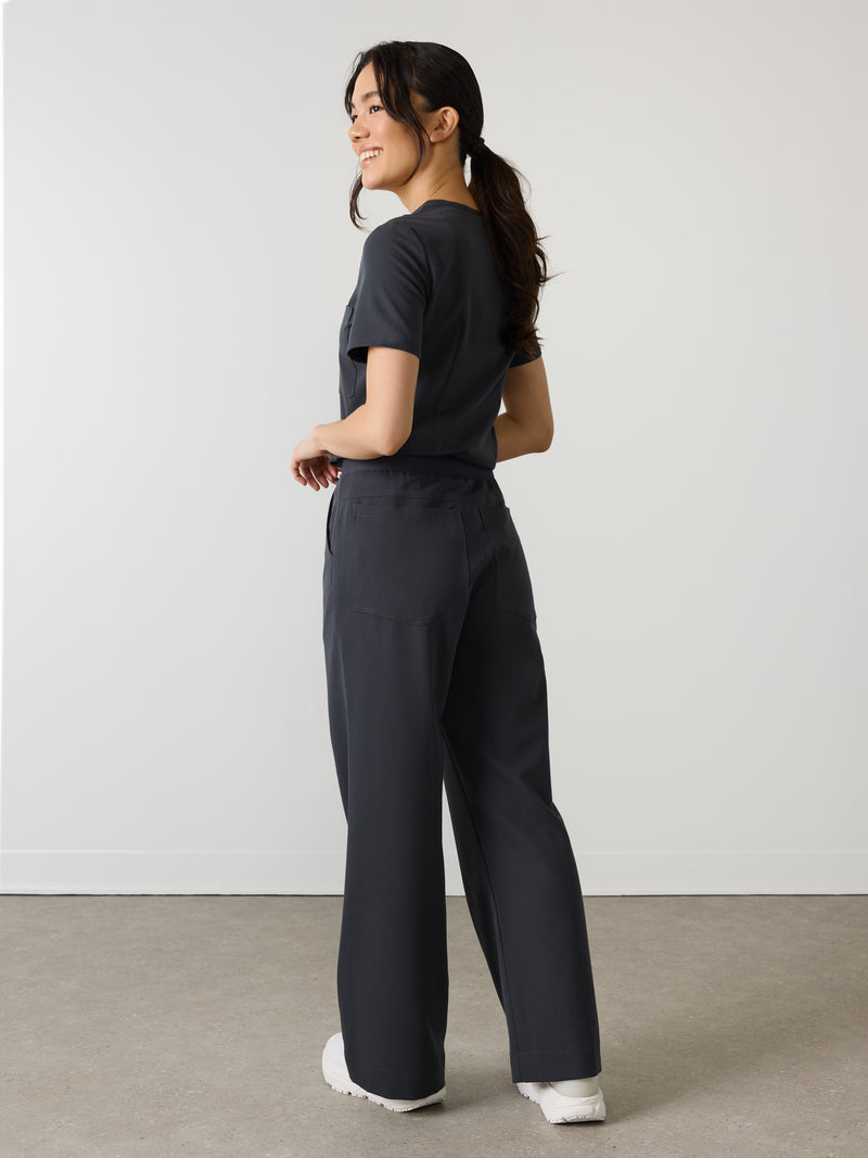 MILA RE-GARDE™ - CHARCOAL - Wide Leg Scrub Pants - SILVADUR™