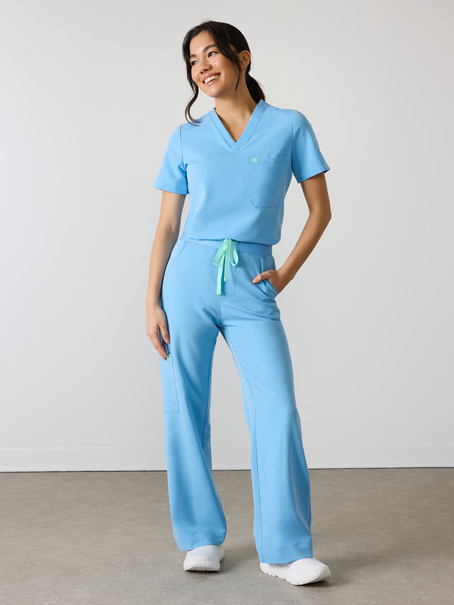 MILA RE-GARDE™ - CLASSIC BLUE - Wide Leg Scrub Pants - SILVADUR™