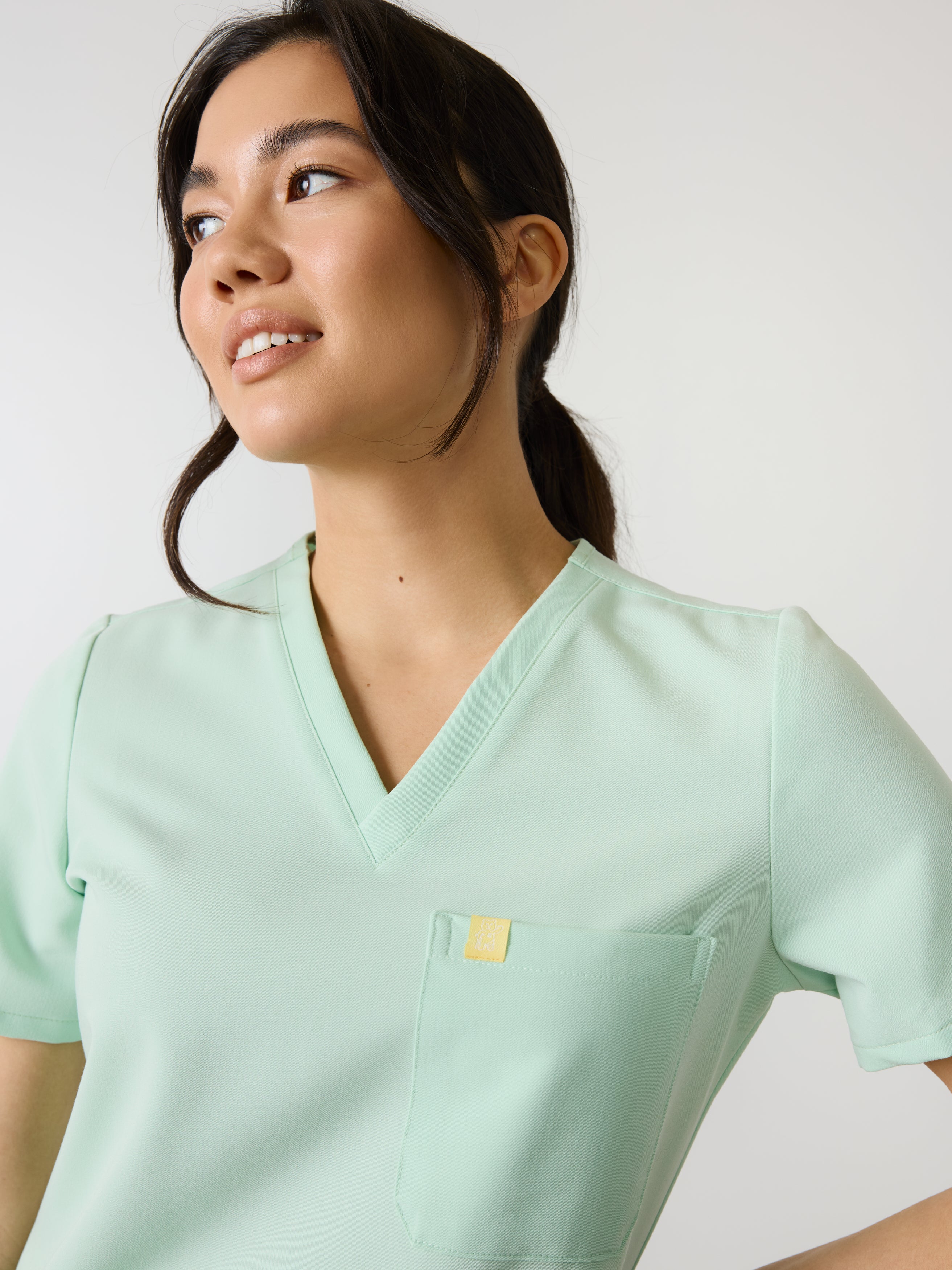 GABRIELLE RE-GARDE™ - MISTY MINT - One Pocket Scrub Top - SILVADUR™