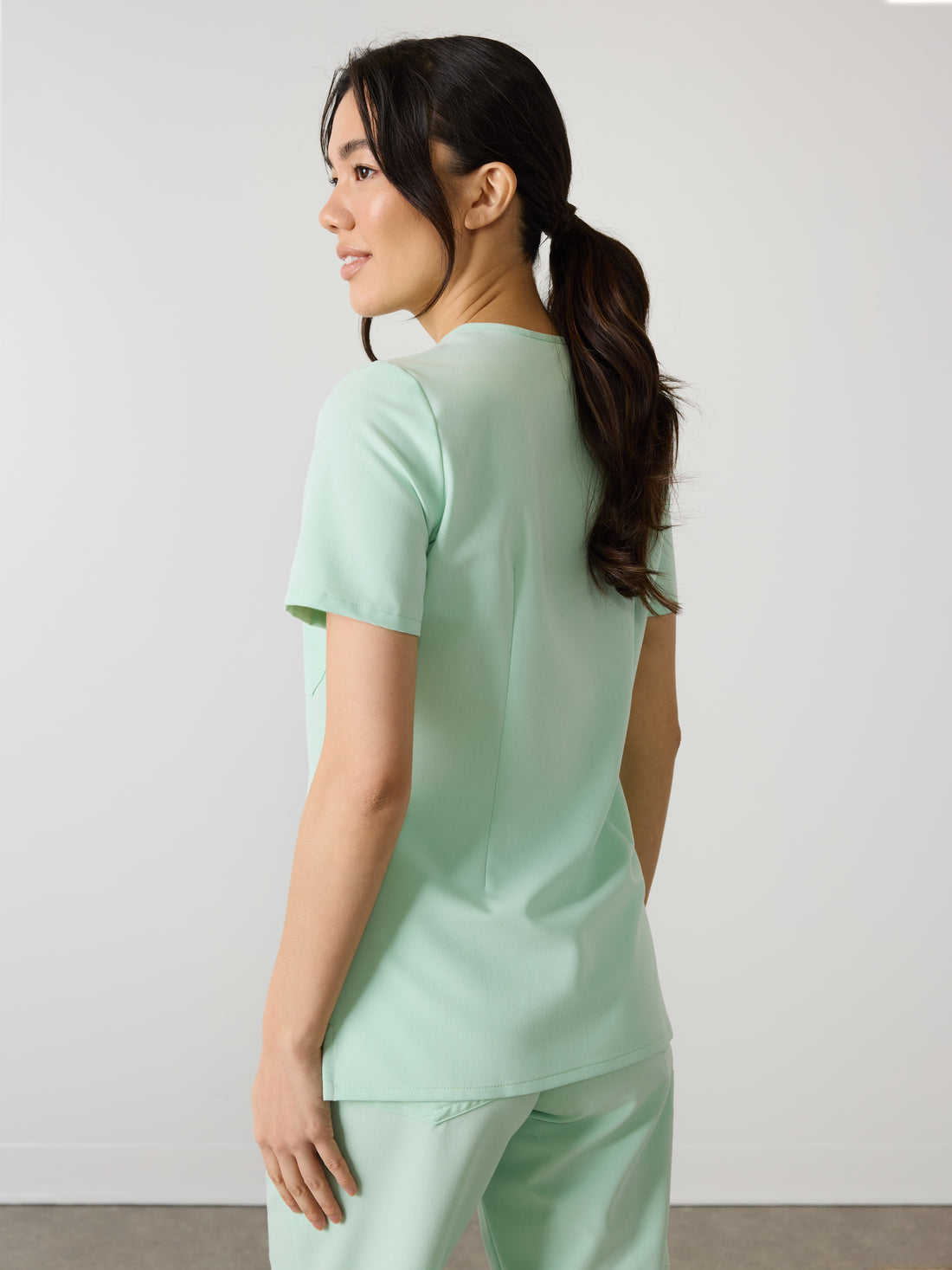 GABRIELLE RE-GARDE™ - MISTY MINT - One Pocket Scrub Top - SILVADUR™