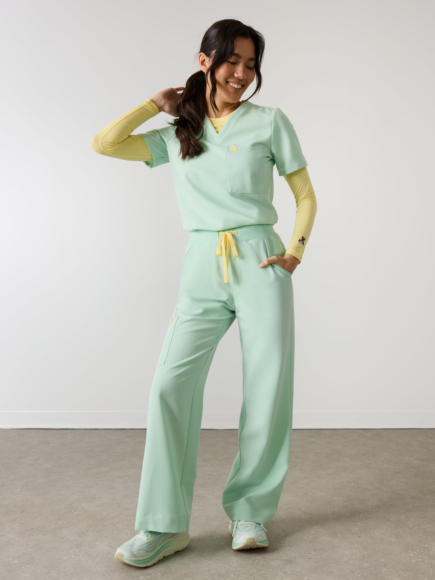 MILA RE-GARDE™ - MISTY MINT - Wide Leg Scrub Pants - SILVADUR™