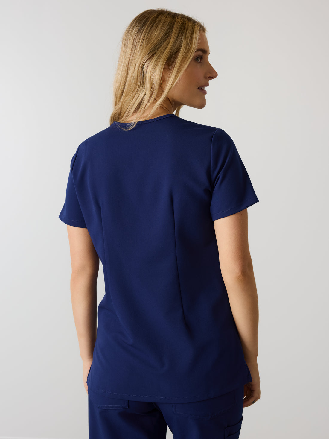 GABRIELLE RE-GARDE™ - MODERN NAVY - One Pocket Scrub Top - SILVADUR™