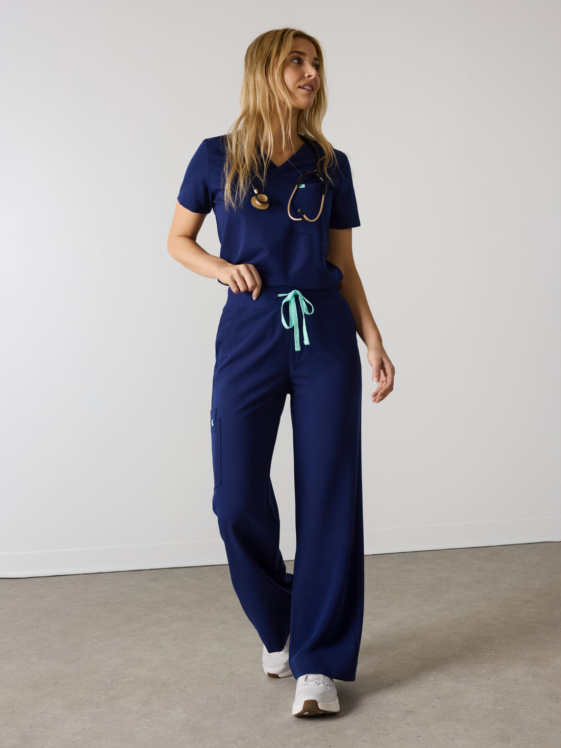 MILA RE-GARDE™ - MODERN NAVY - Wide Leg Scrub Pants - SILVADUR™