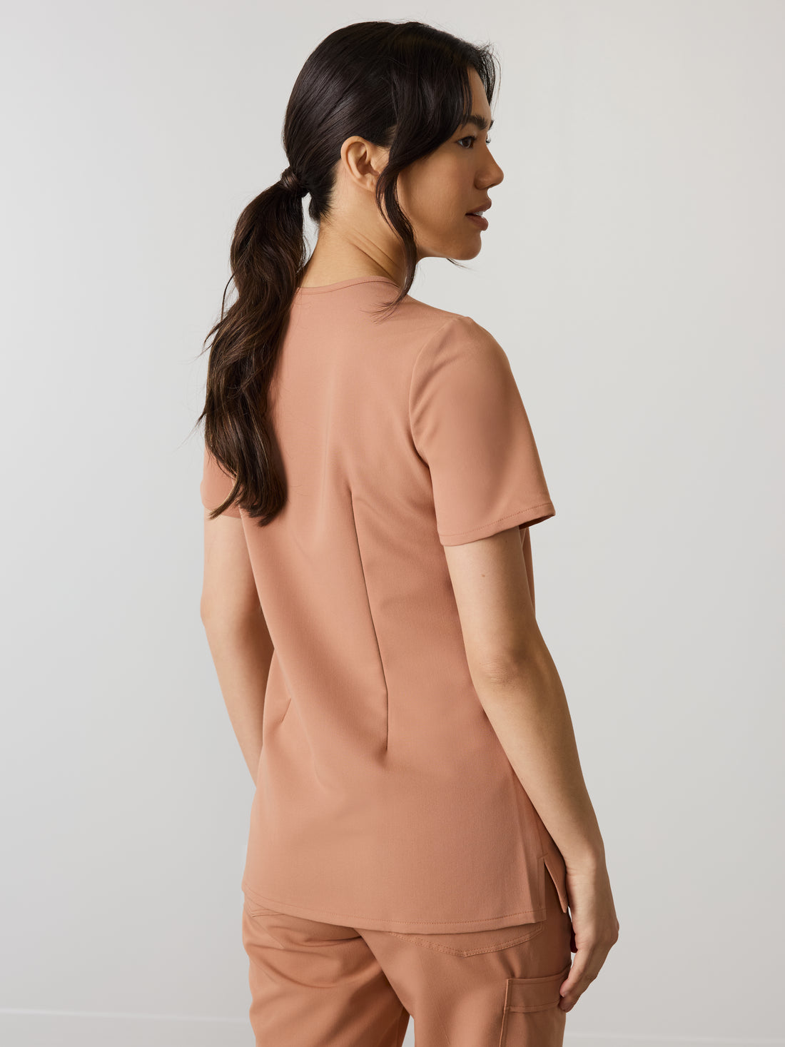 GABRIELLE RE-GARDE™ - MOCHA - One Pocket Scrub Top - SILVADUR™