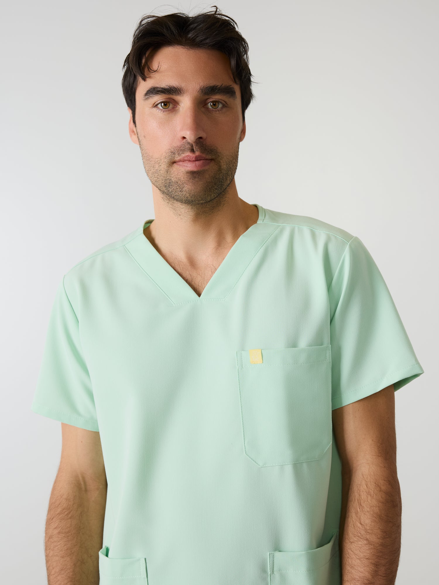 ZACK RE-GARDE™ - MISTY MINT - Three Pockets Men's Scrub Top - SILVADUR™