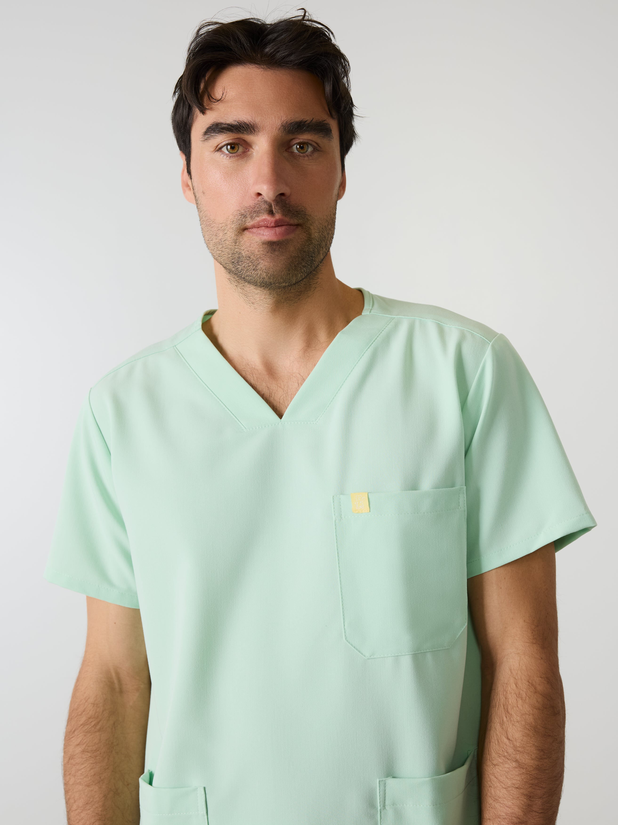 ZACK RE-GARDE™ - MISTY MINT - Three Pockets Men's Scrub Top - SILVADUR™