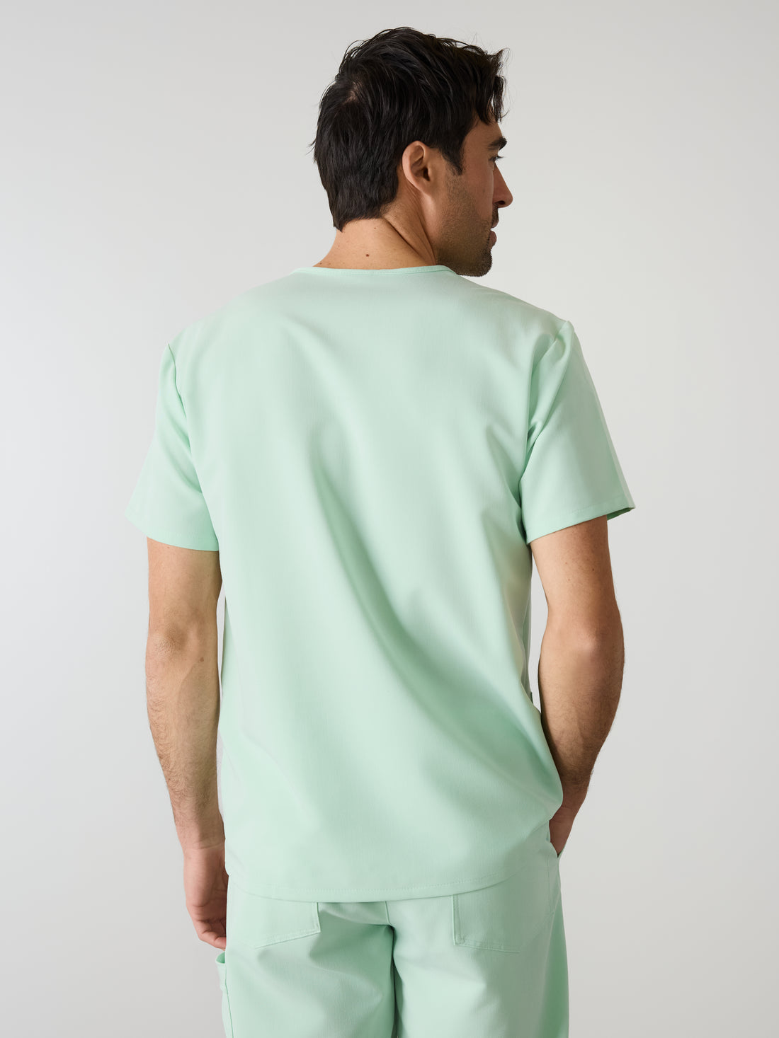 ZACK RE-GARDE™ - MISTY MINT - Three Pockets Men's Scrub Top - SILVADUR™