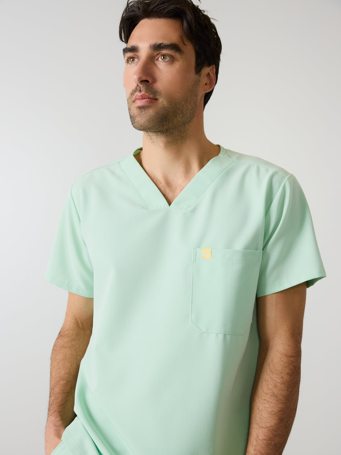 LOGAN RE-GARDE™ - MISTY MINT - One Pocket Men's Scrub Top - SILVADUR™