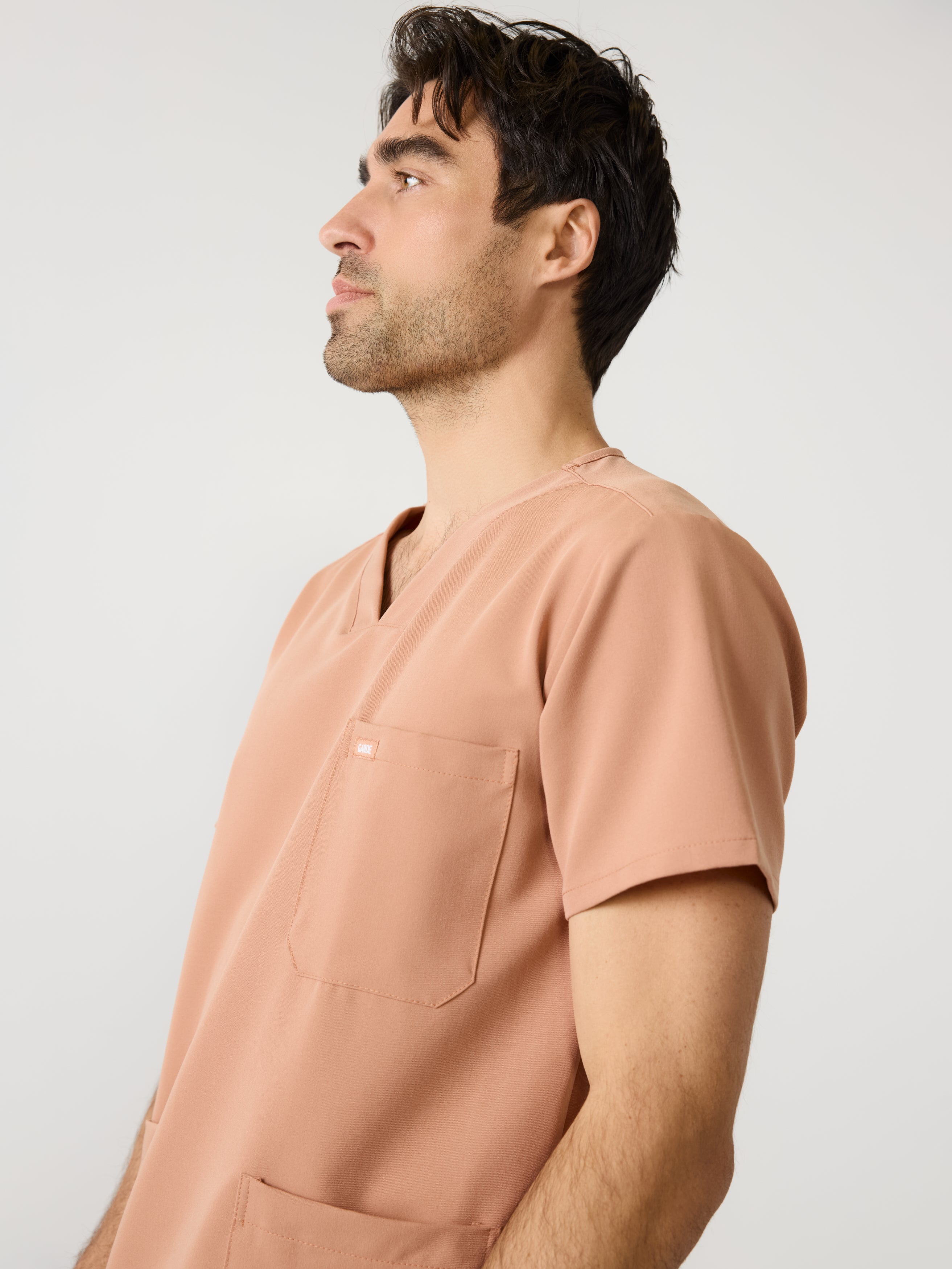 ZACK RE-GARDE™ - MOCHA - Three Pockets Men's Scrub Top - SILVADUR™