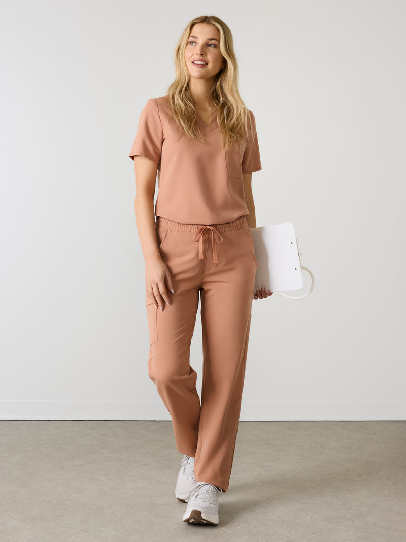JULIETA RE-GARDE™ - MOCHA - Straight Cut Scrub Pants - SILVADUR™
