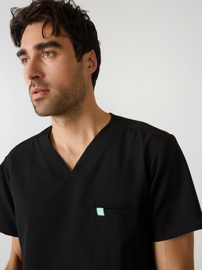 LOGAN RE-GARDE™ - NEGRO - Blusa médica de un bolsillo para hombre - SILVADUR™