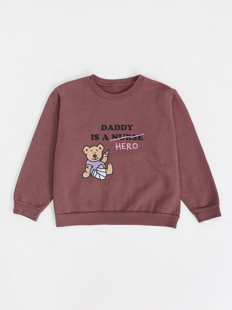 Kids Crewneck - Daddy is a hero - Antique Rose
