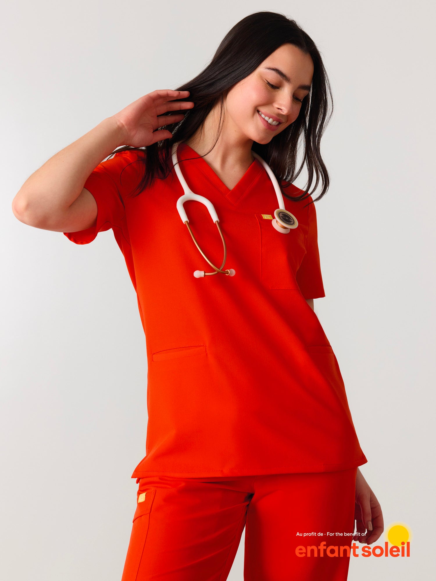 LIV RE-GARDE™ - TANGERINE - Three Pockets Scrub Top - SILVADUR™