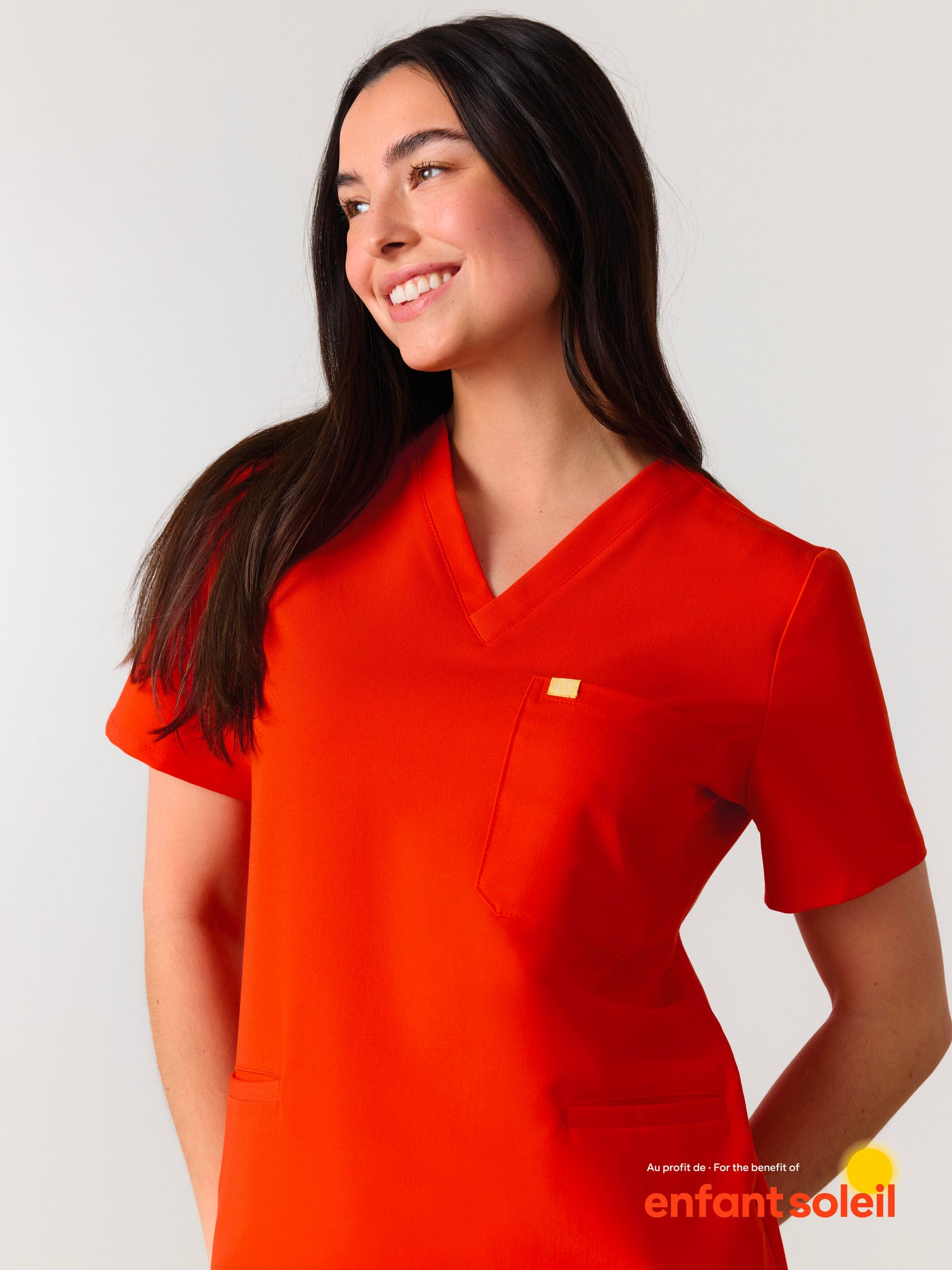 LIV RE-GARDE™ - TANGERINE - Three Pockets Scrub Top - SILVADUR™