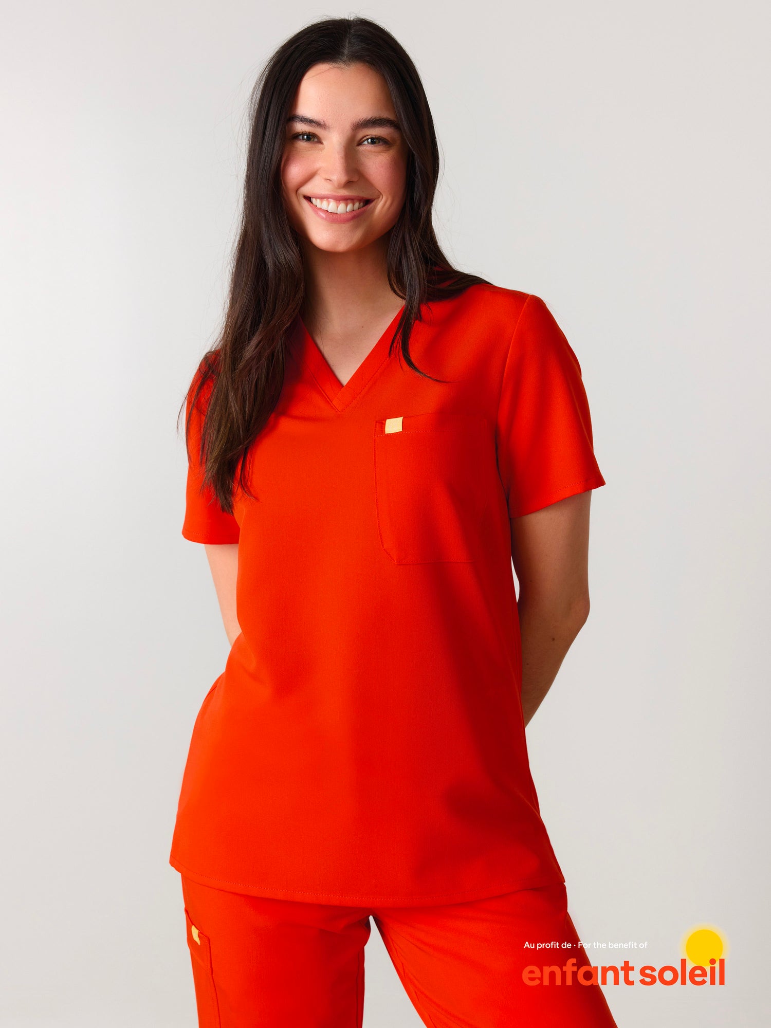 GABRIELLE RE-GARDE™ - TANGERINE - One Pocket Scrub Top - SILVADUR™