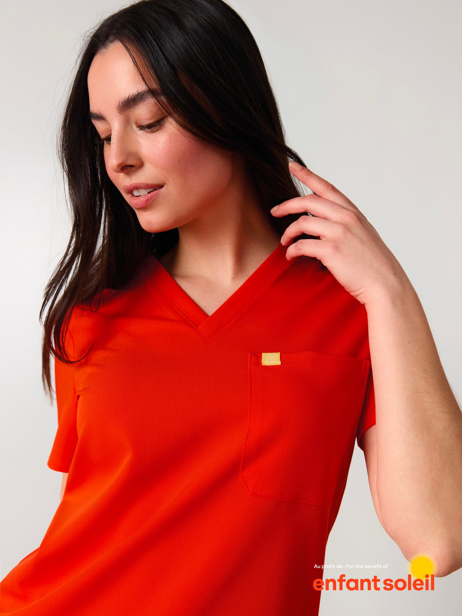GABRIELLE RE-GARDE™ - TANGERINE - One Pocket Scrub Top - SILVADUR™