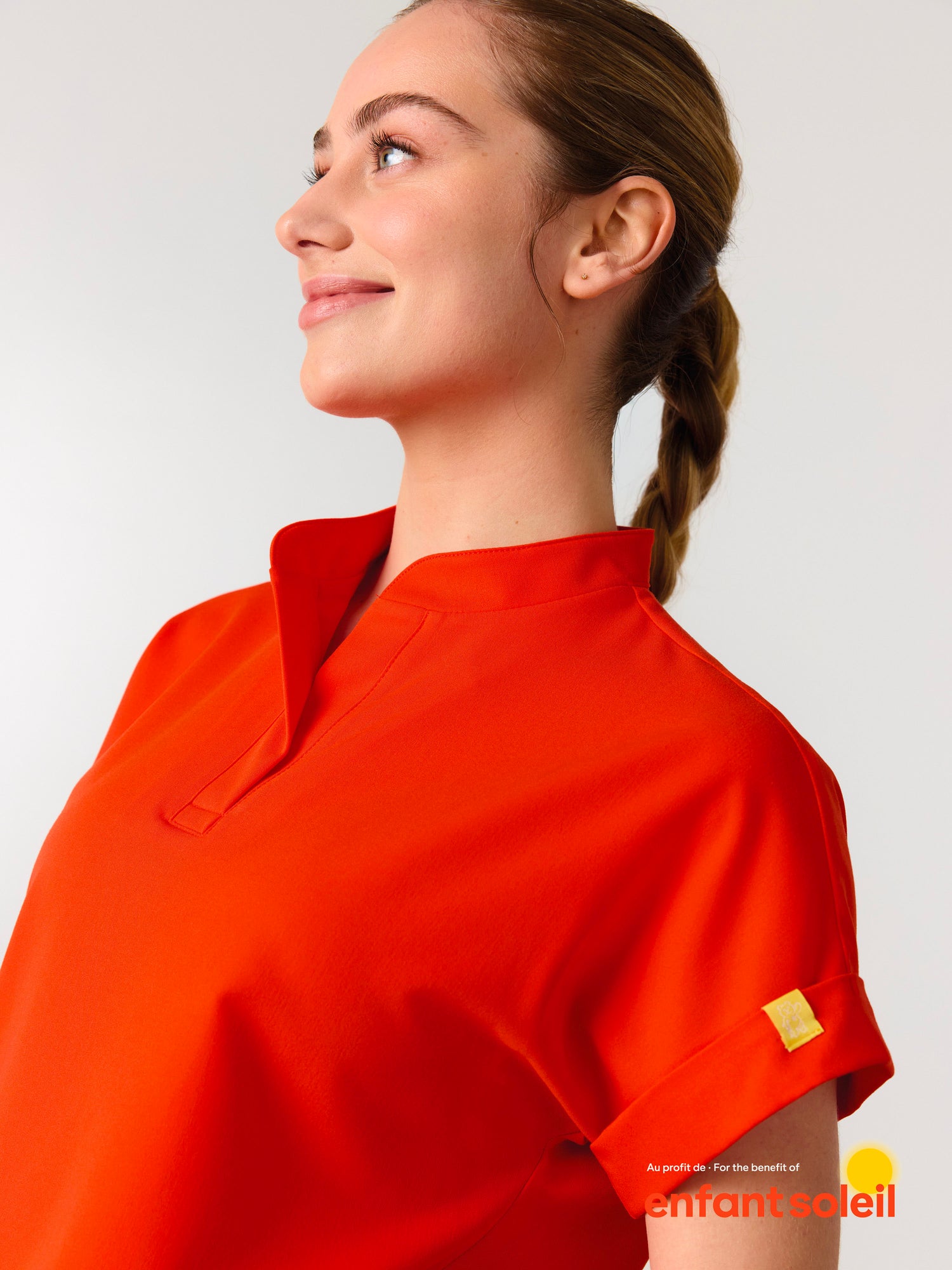 CHARLIE RE-GARDE™ - TANGERINE - Mandarine Collar Scrub Top - SILVADUR™