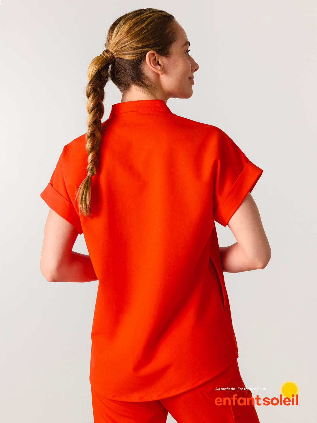 CHARLIE RE-GARDE™ - TANGERINE - Mandarine Collar Scrub Top - SILVADUR™
