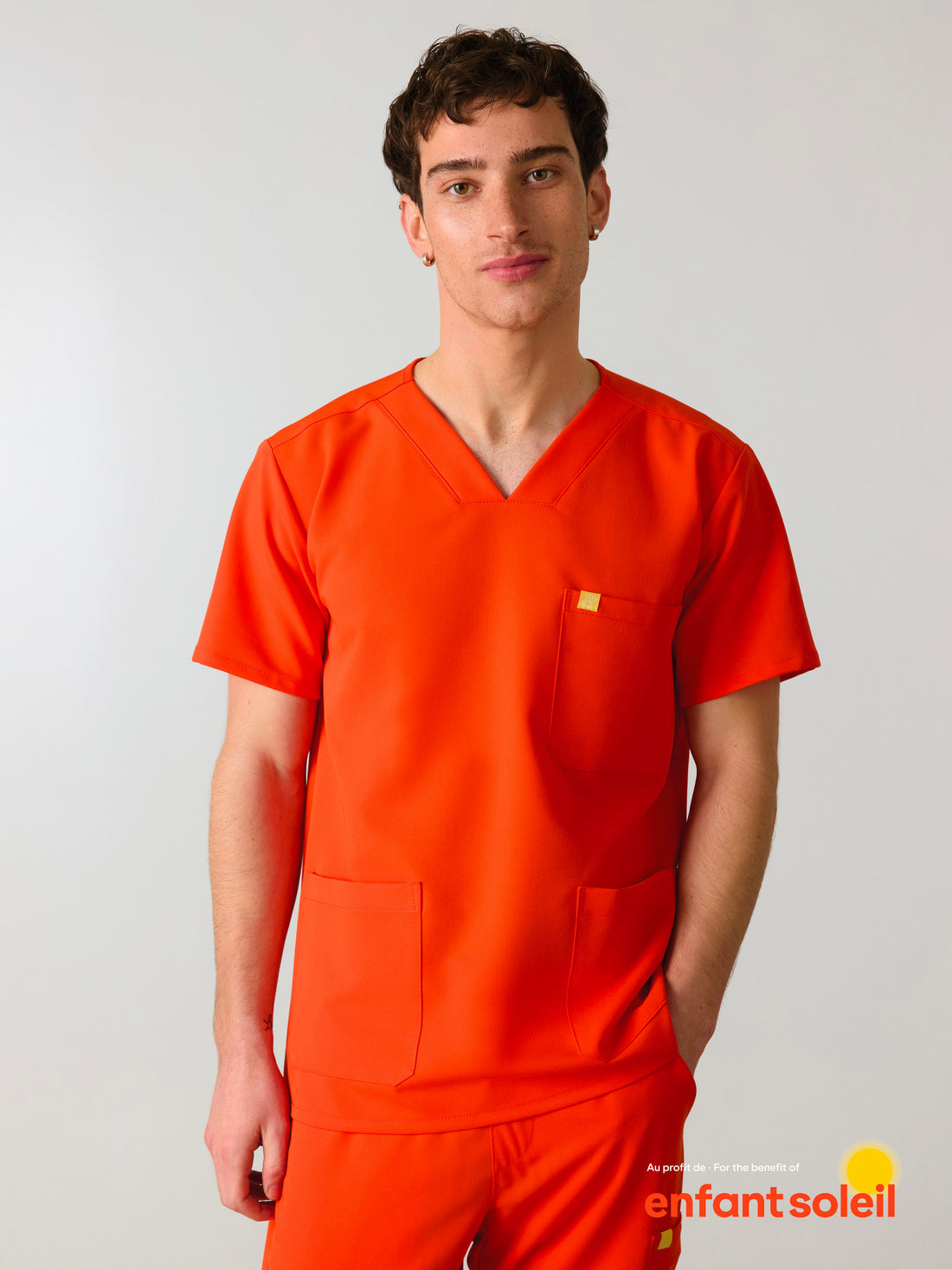 ZACK RE-GARDE™ - TANGERINE - Three Pockets Men's Scrub Top - SILVADUR™
