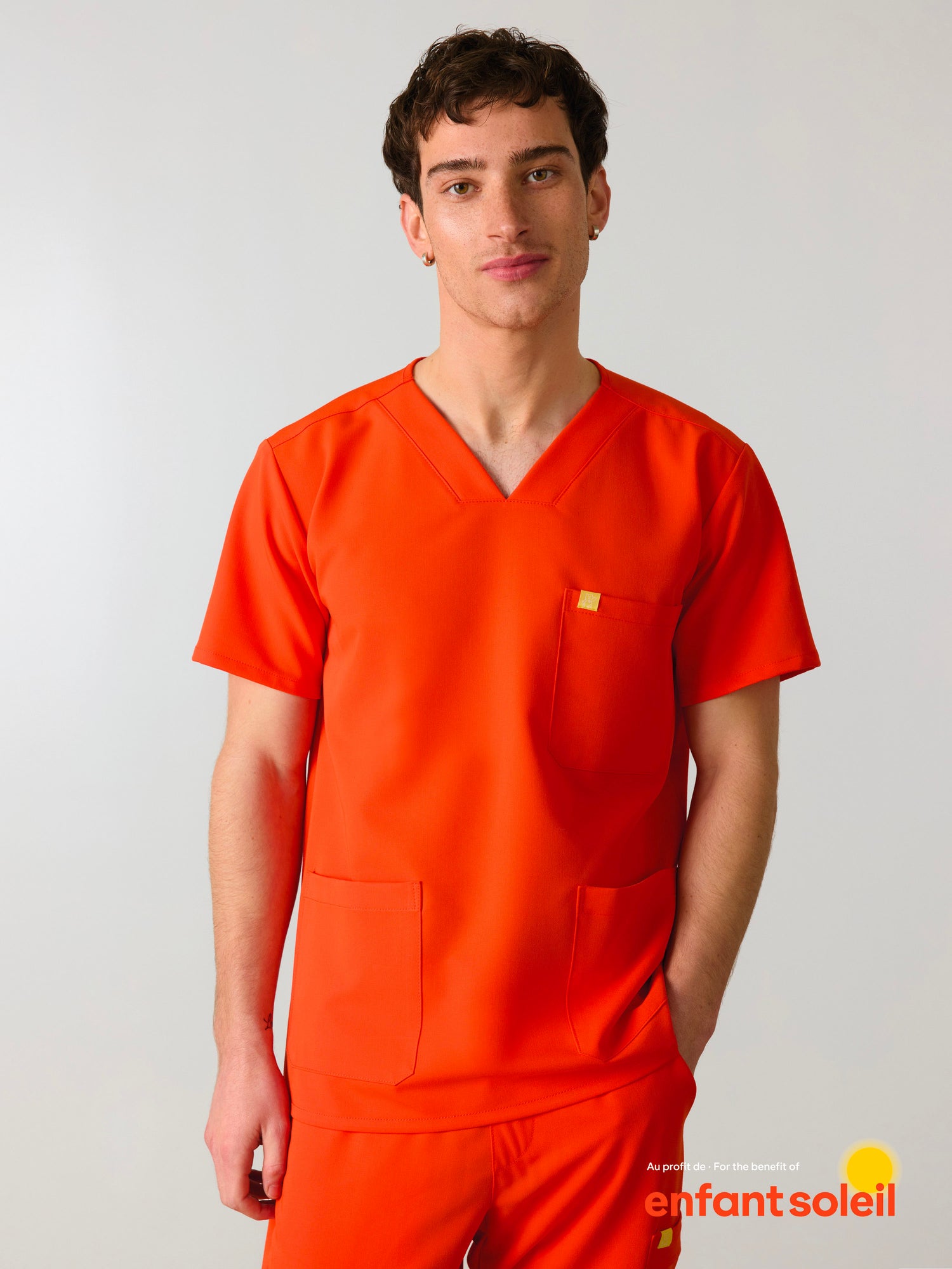 ZACK RE-GARDE™ - TANGERINE - Three Pockets Men's Scrub Top - SILVADUR™