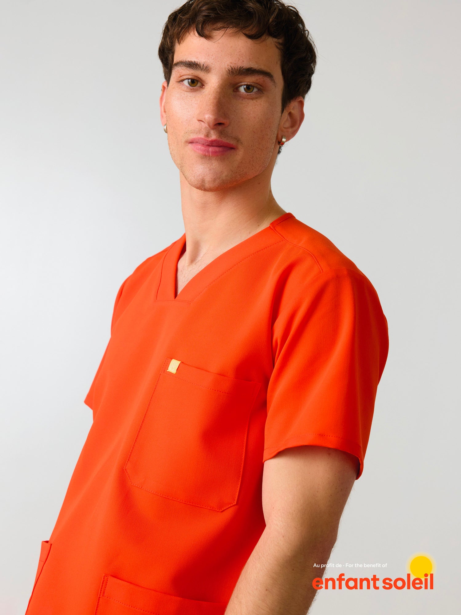 ZACK RE-GARDE™ - TANGERINE - Three Pockets Men's Scrub Top - SILVADUR™