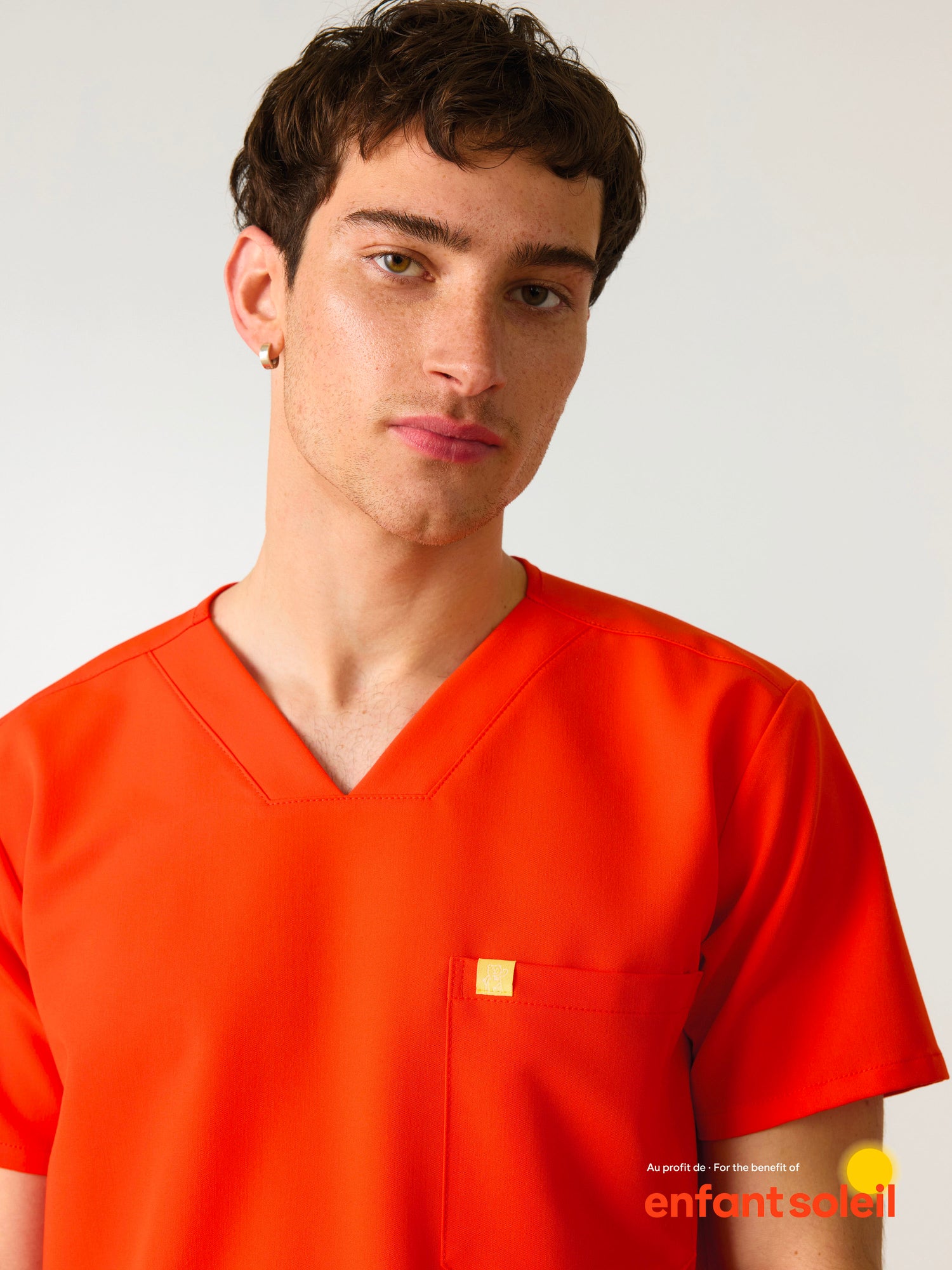 LOGAN RE-GARDE™ - TANGERINE - One Pocket Men's Scrub Top - SILVADUR™