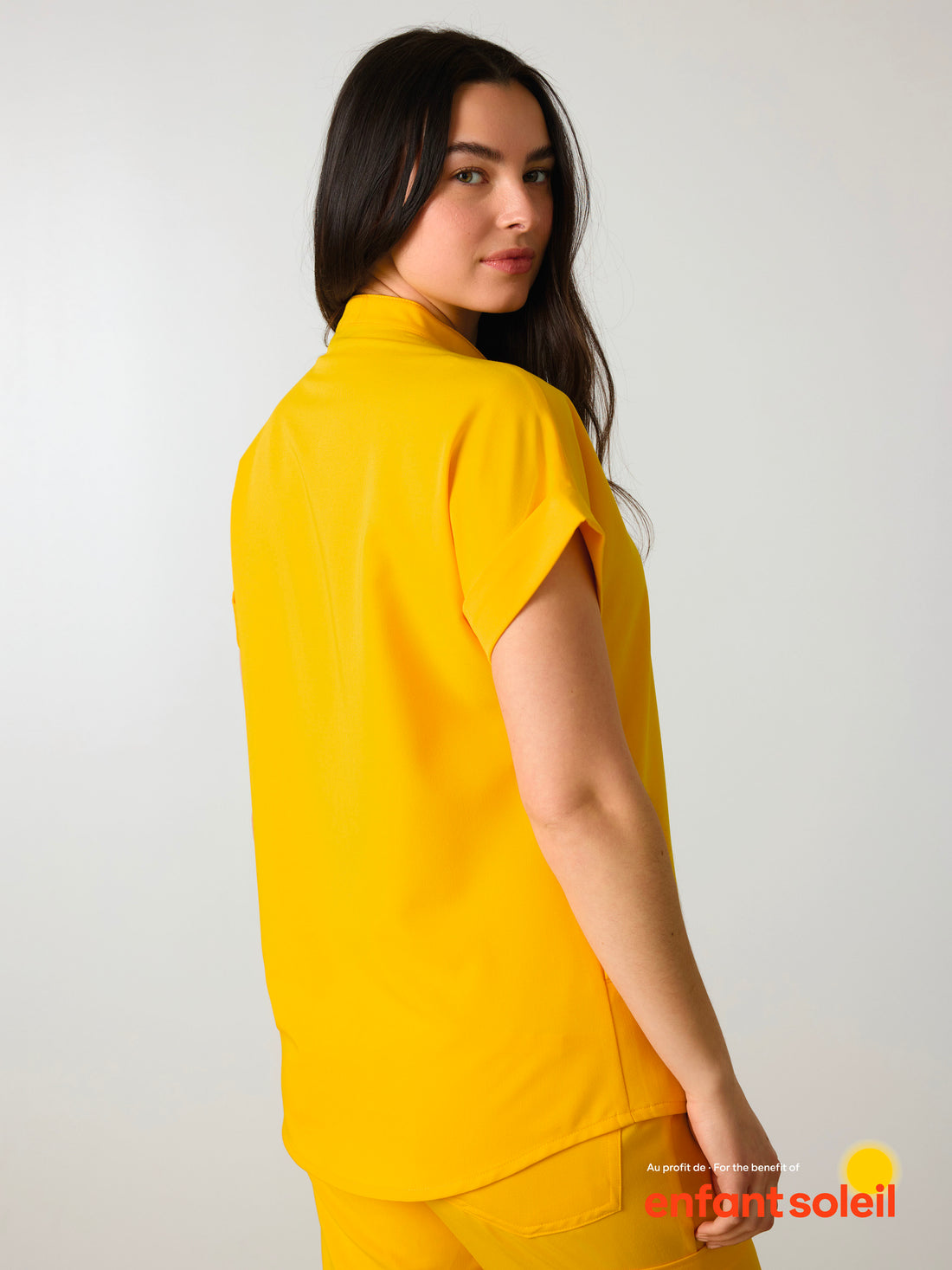 CHARLIE RE-GARDE™ - SUNSHINE YELLOW - Mandarine Collar Scrub Top - SILVADUR™