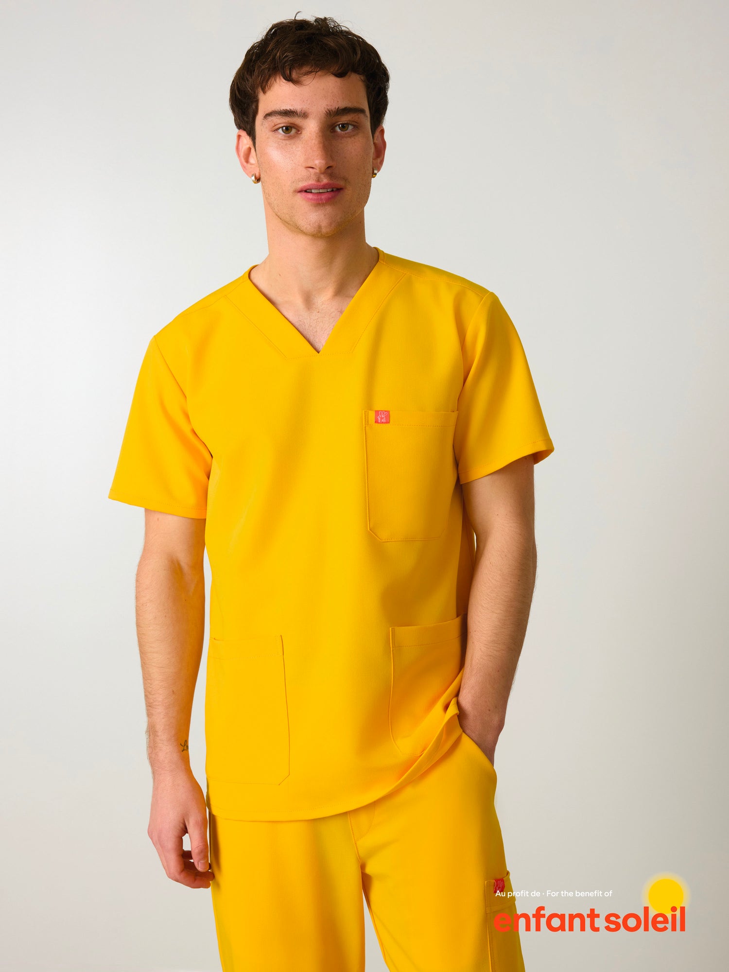 ZACK RE-GARDE™ - SUNSHINE YELLOW - Three Pockets Men's Scrub Top - SILVADUR™