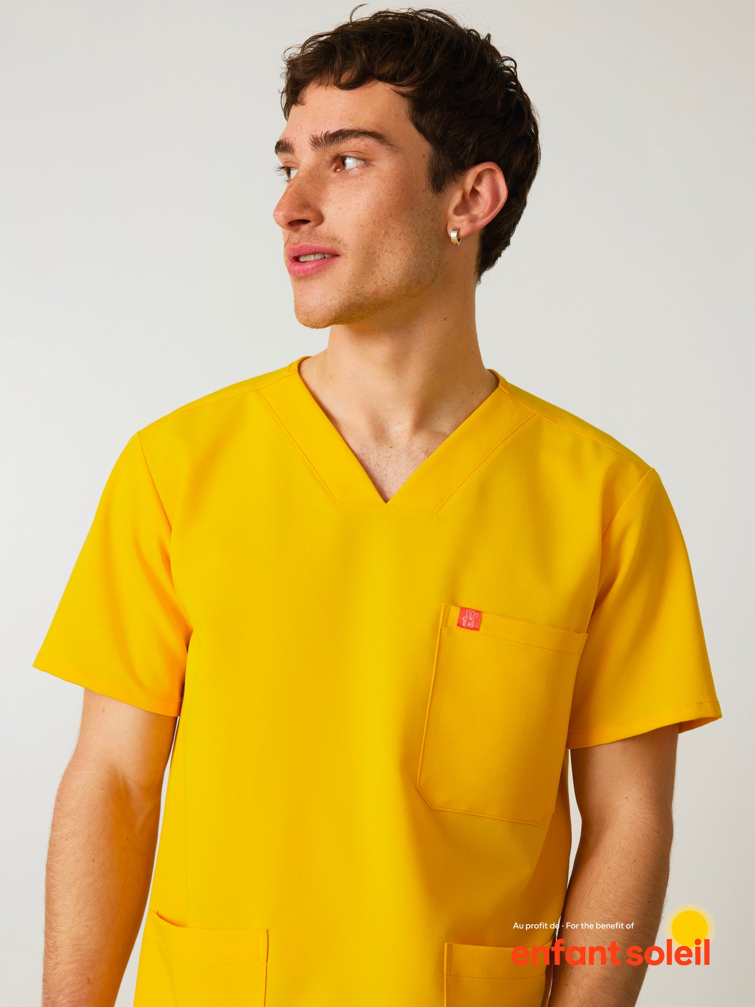 ZACK RE-GARDE™ - SUNSHINE YELLOW - Three Pockets Men's Scrub Top - SILVADUR™