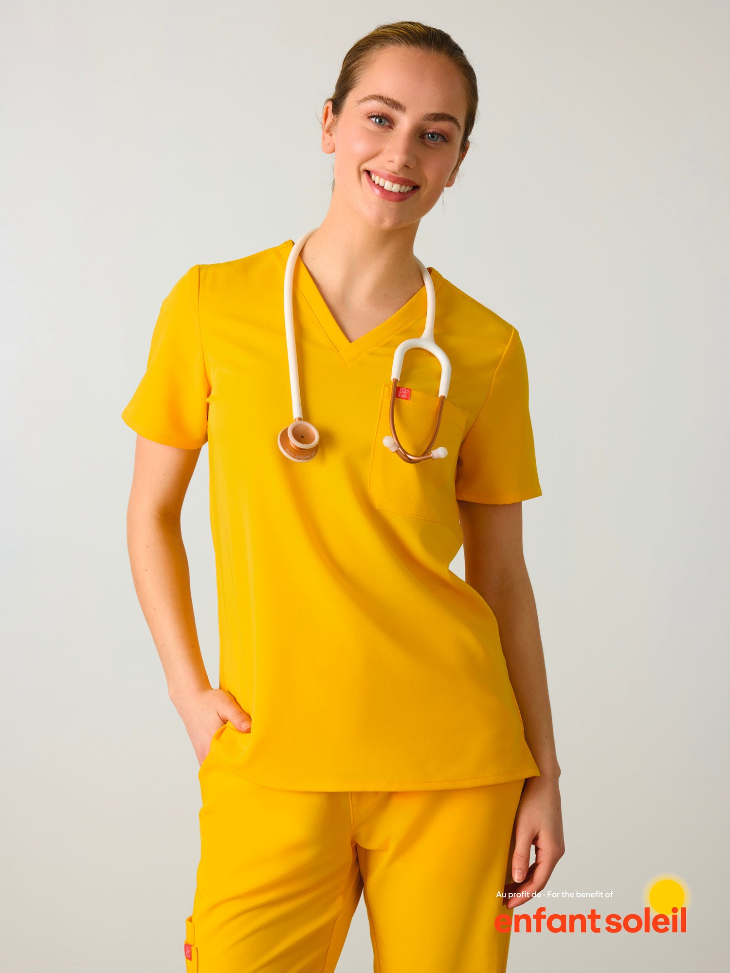GABRIELLE RE-GARDE™ - SUNSHINE YELLOW - One Pocket Scrub Top - SILVADUR™