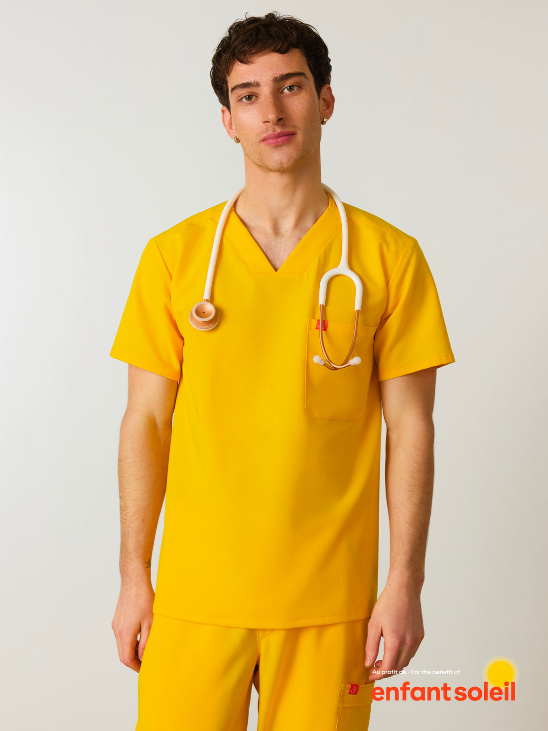 LOGAN RE-GARDE™ - SUNSHINE YELLOW - One Pocket Men's Scrub Top - SILVADUR™