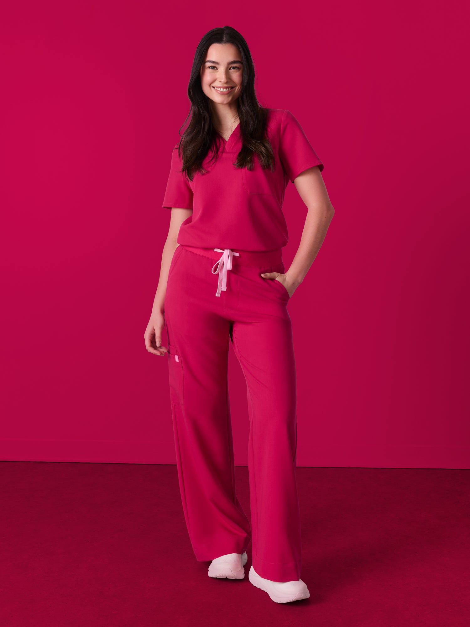 MILA RE-GARDE™ - VIBRANT FUCHSIA - Wide Leg Scrub Pants - SILVADUR™