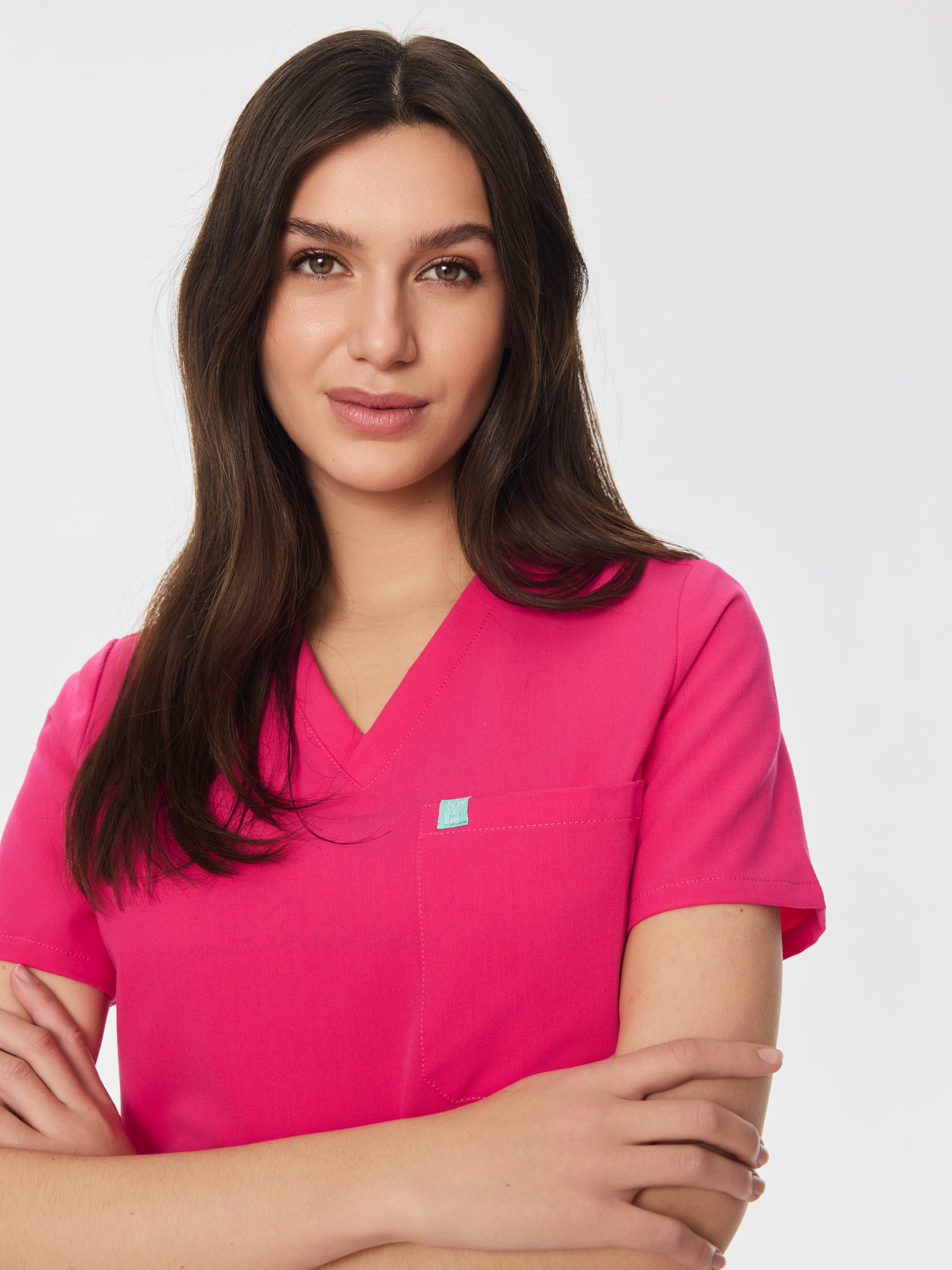 GABRIELLE RE-GARDE™ - PINK CRUSH - One Pocket Scrub Top - SILVADUR™
