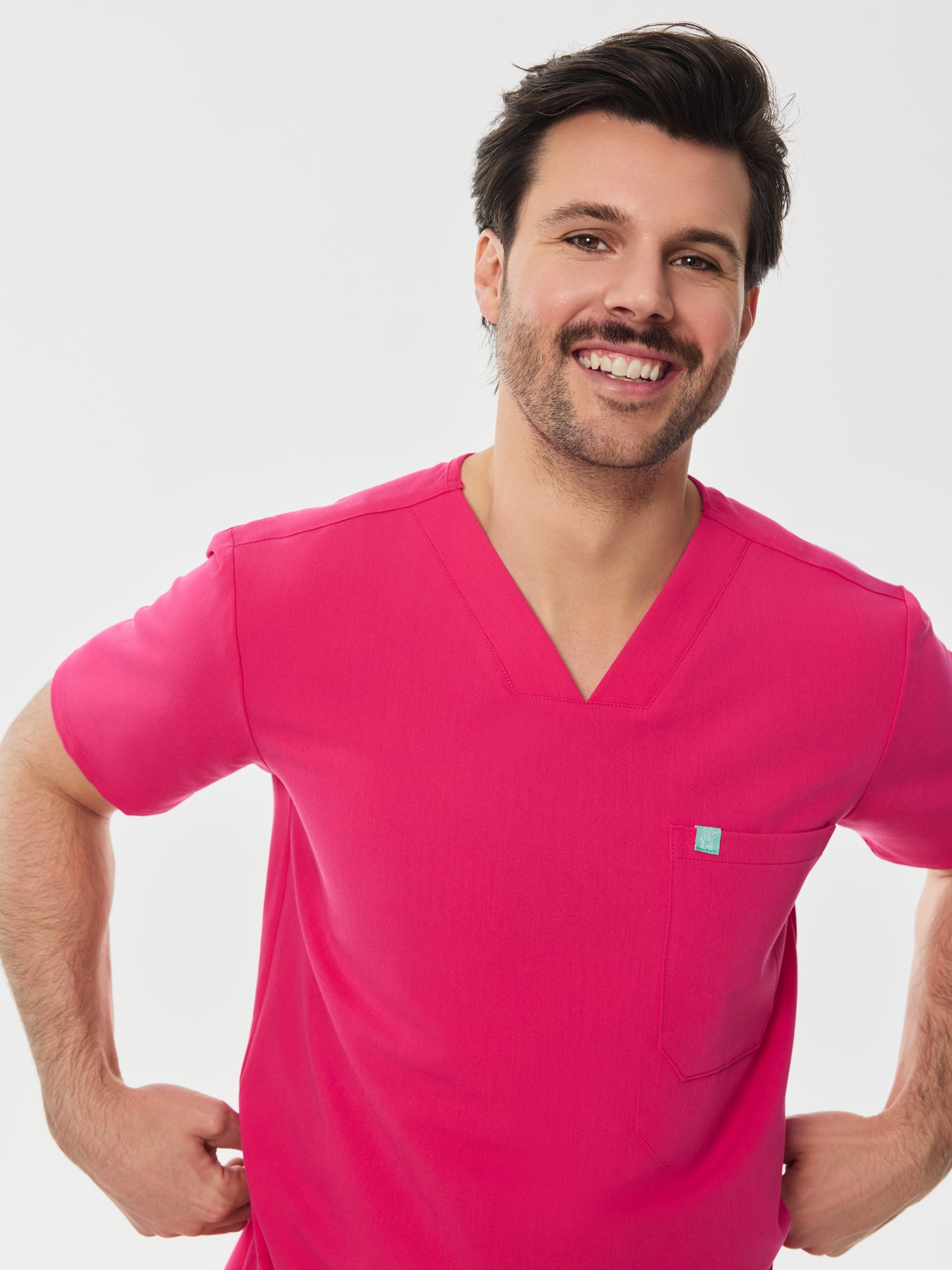LOGAN RE-GARDE™ - PINK CRUSH - One Pocket Men's Scrub Top - SILVADUR™