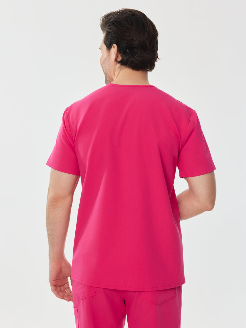 LOGAN RE-GARDE™ - PINK CRUSH - One Pocket Men's Scrub Top - SILVADUR™