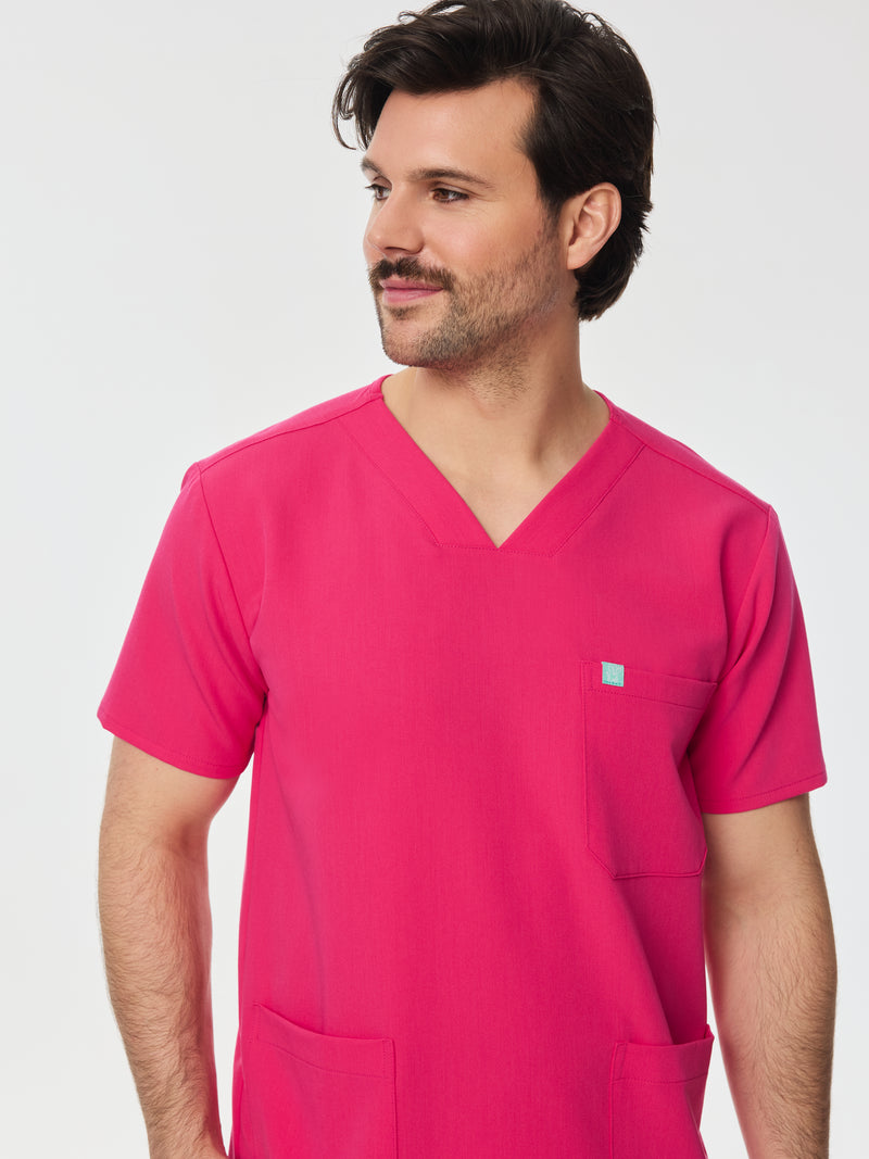 ZACK RE-GARDE™ - PINK CRUSH - Three Pockets Men's Scrub Top - SILVADUR™