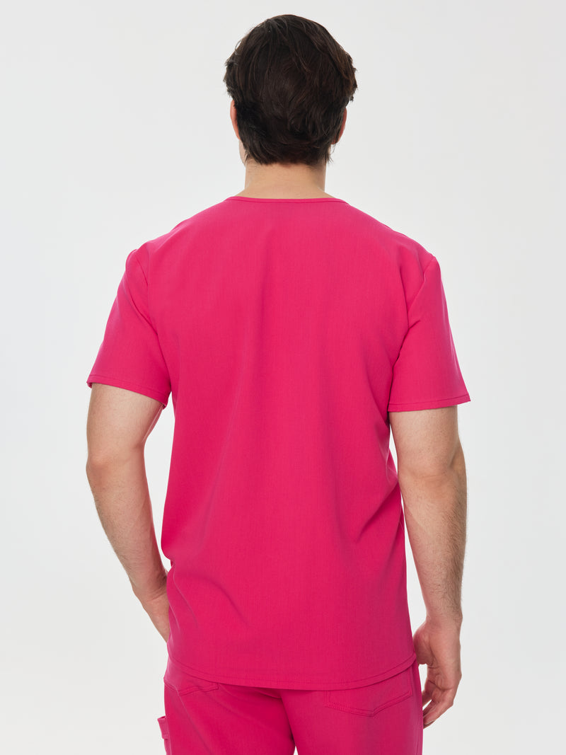 ZACK RE-GARDE™ - PINK CRUSH - Three Pockets Men's Scrub Top - SILVADUR™
