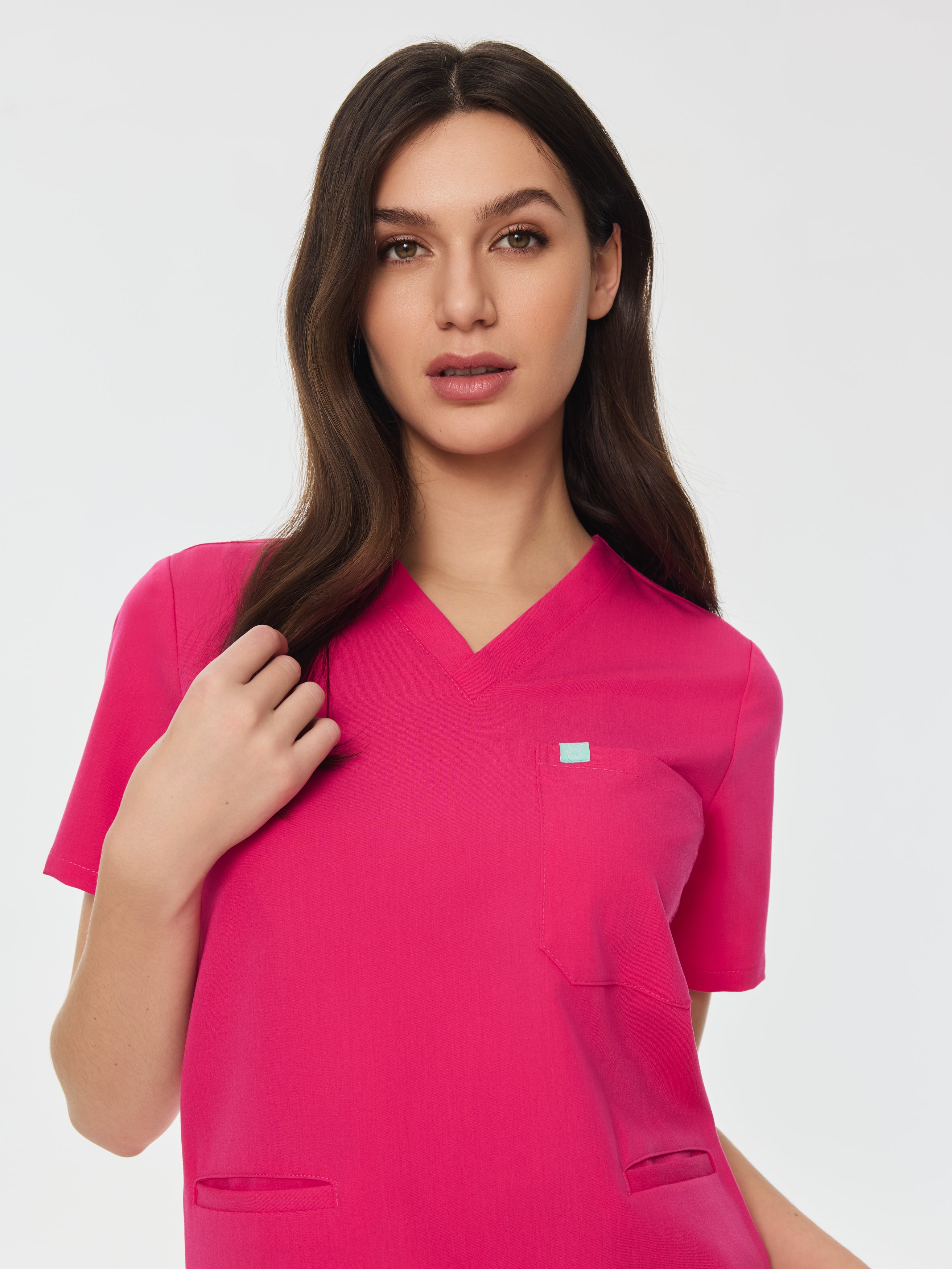 LIV RE-GARDE™ - PINK CRUSH - Three Pockets Scrub Top - SILVADUR™