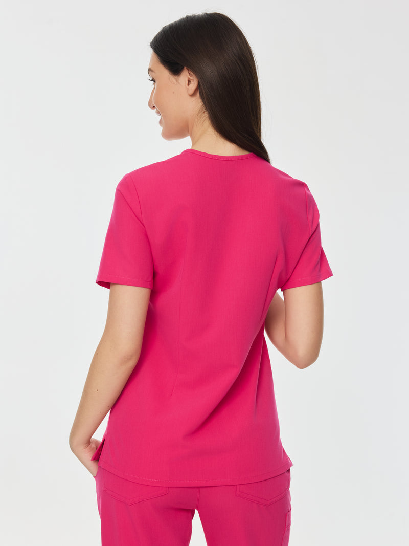 LIV RE-GARDE™ - PINK CRUSH - Three Pockets Scrub Top - SILVADUR™