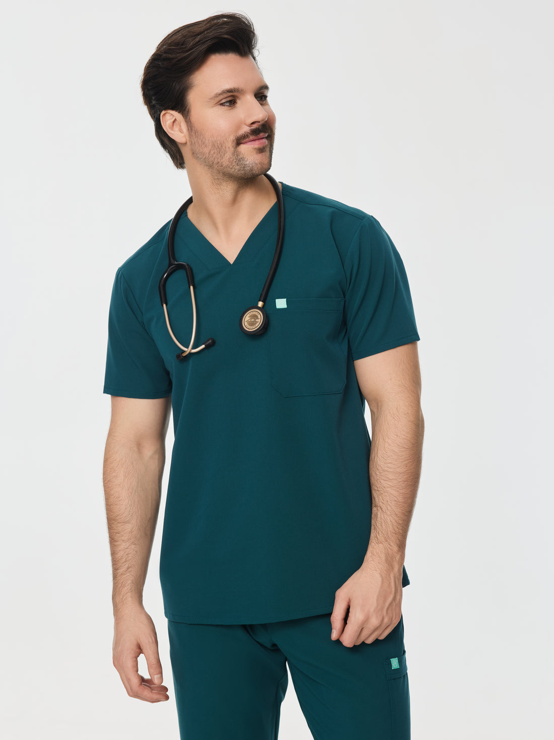 LOGAN RE-GARDE™ - VERDE AZUL - Blusa médica de un bolsillo para hombre - SILVADUR™