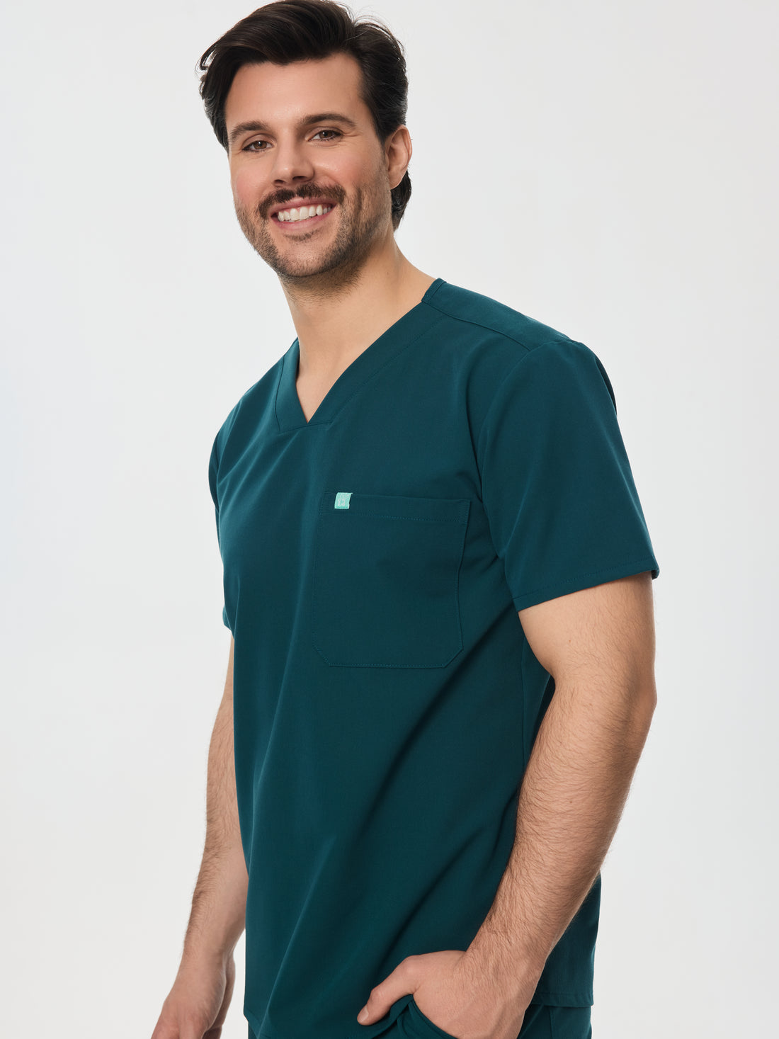 LOGAN RE-GARDE™ - VERDE AZUL - Blusa médica de un bolsillo para hombre - SILVADUR™