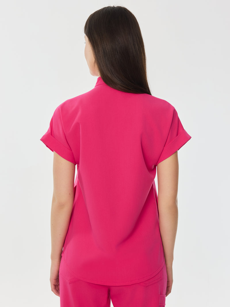 CHARLIE RE-GARDE™ - PINK CRUSH - Mandarine Collar Scrub Top - SILVADUR™