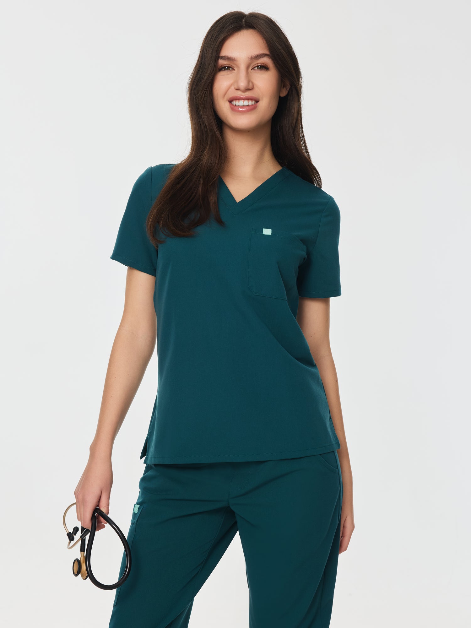 GABRIELLE RE-GARDE™ - TEAL - One Pocket Scrub Top - SILVADUR™